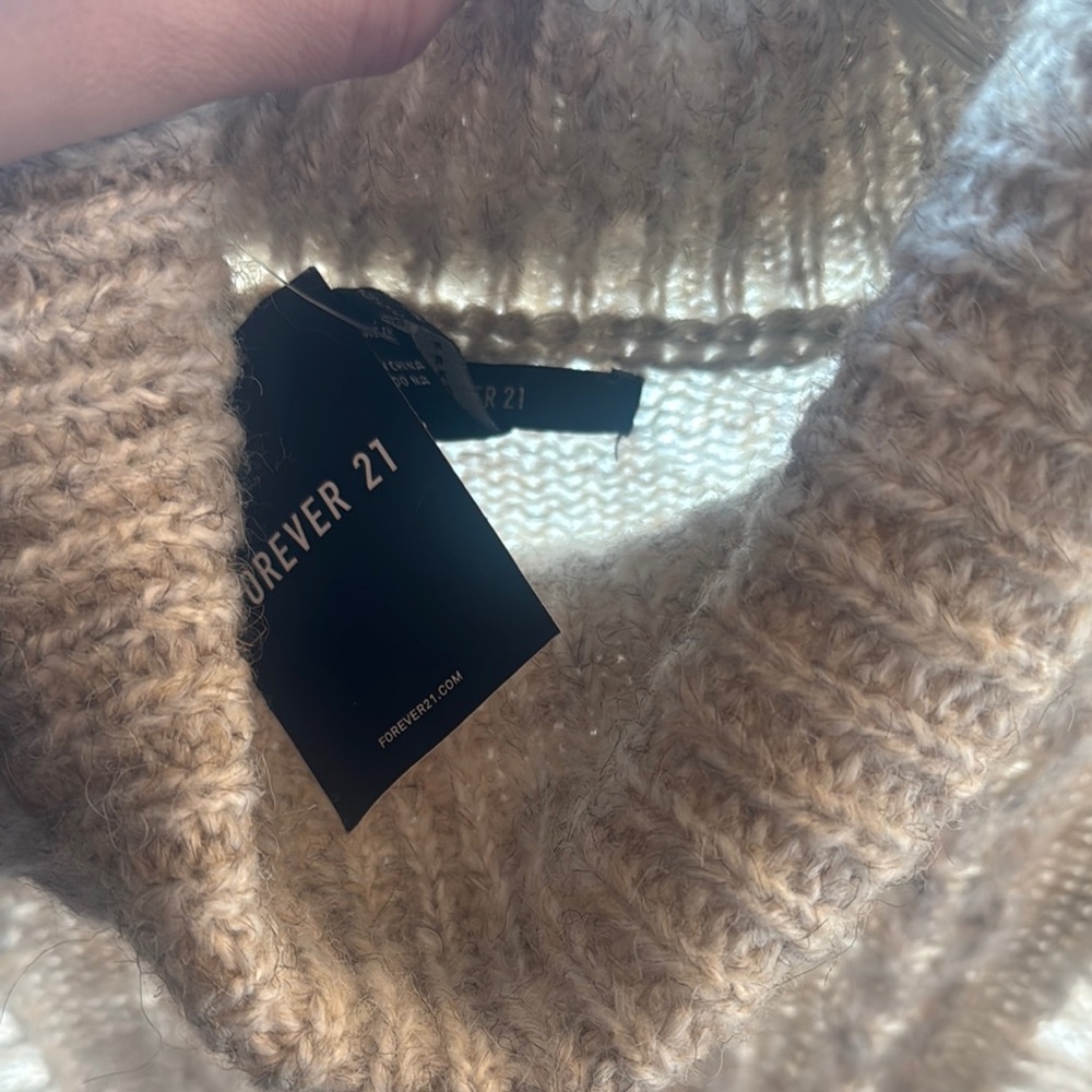 Forever 21 Gray Cowl Neck Sweater with Cable Knit Design - Picture 3 of 5